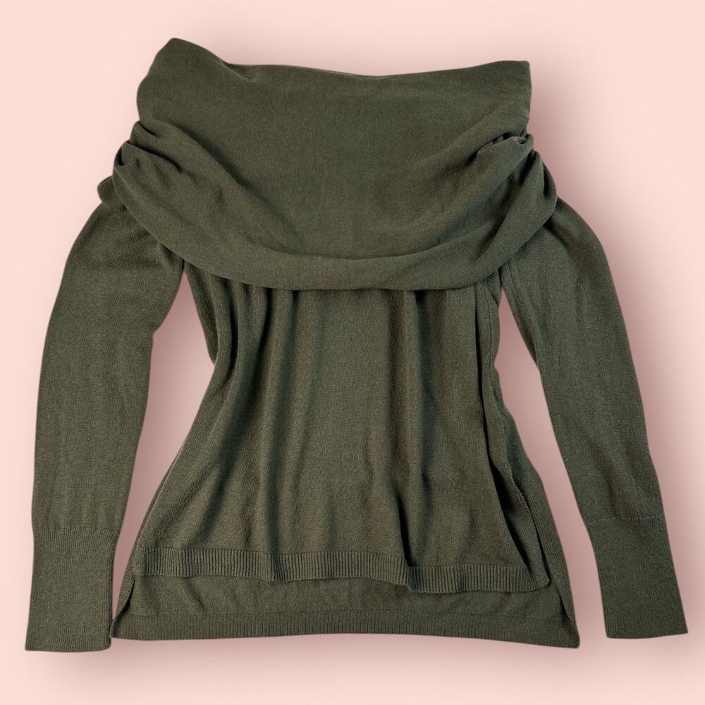 Off The Shoulder Knit Top Sweater Wool Blend Whimsigoth Women’s Small Army Green